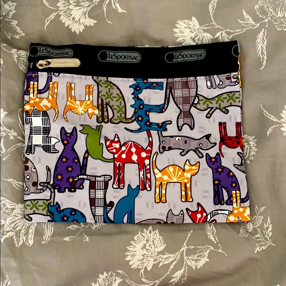 LeSportsac Multicolor Cat Zipper Cosmetic Bag - Picture 1 of 2